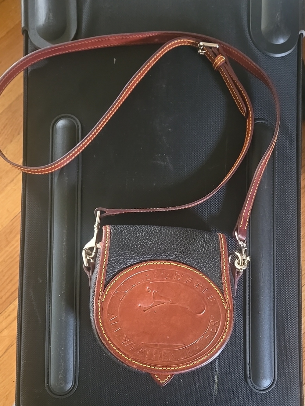 Dooney & Bourke Brown and Black Pebbled Leather Crossbody Bag